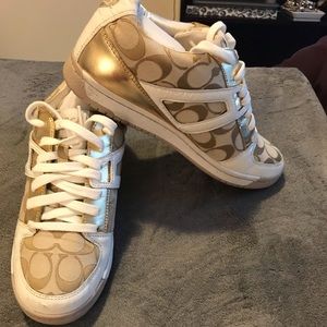Coach Gold and White Sneaker